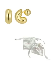 Adornia Tarnish Resistant Gold Chubby Hoop with Magnetic Ball Back Earrings