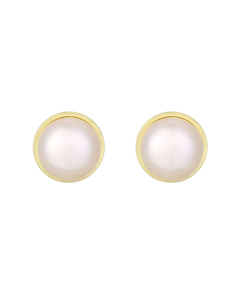 Adornia Gold Natural Freshwater Pearl Button Stud Earrings