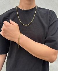 Adornia Men's Tarnish Resistant Gold Rope Chain Bracelet and Necklace Set