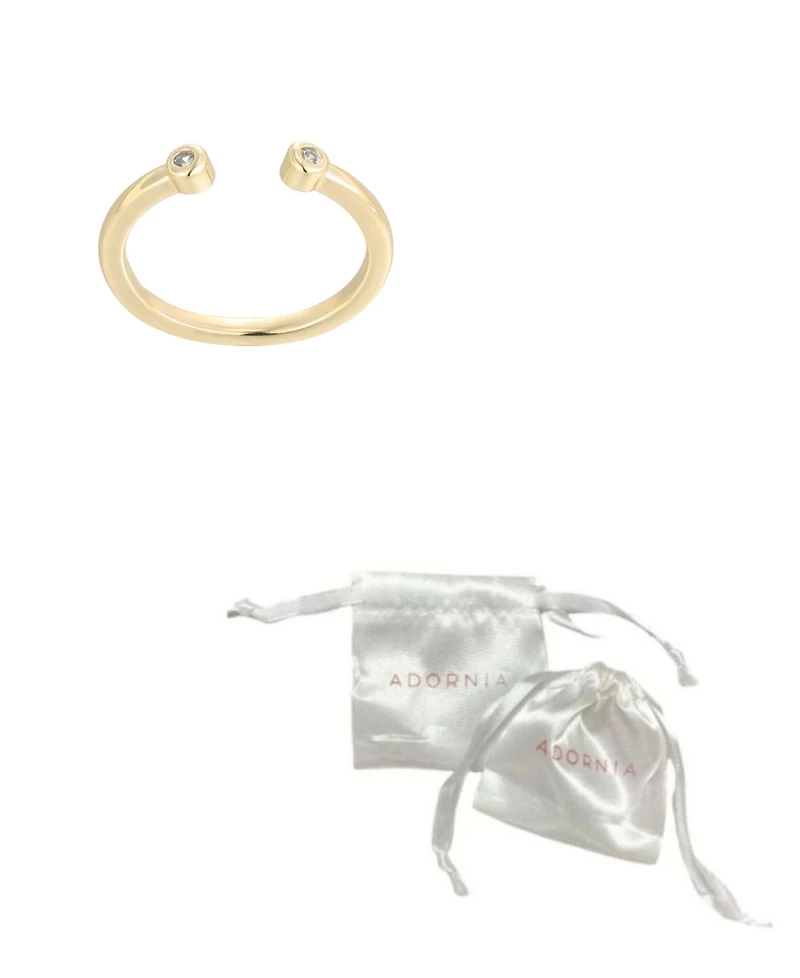 Adornia Gold Cubic Zirconia Ends Open Adjustable Toe Ring