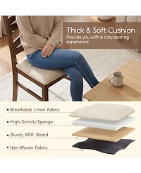 Gymax Dining Chairs Set of with Tall Backrests Linen Fabric Upholstered Seats