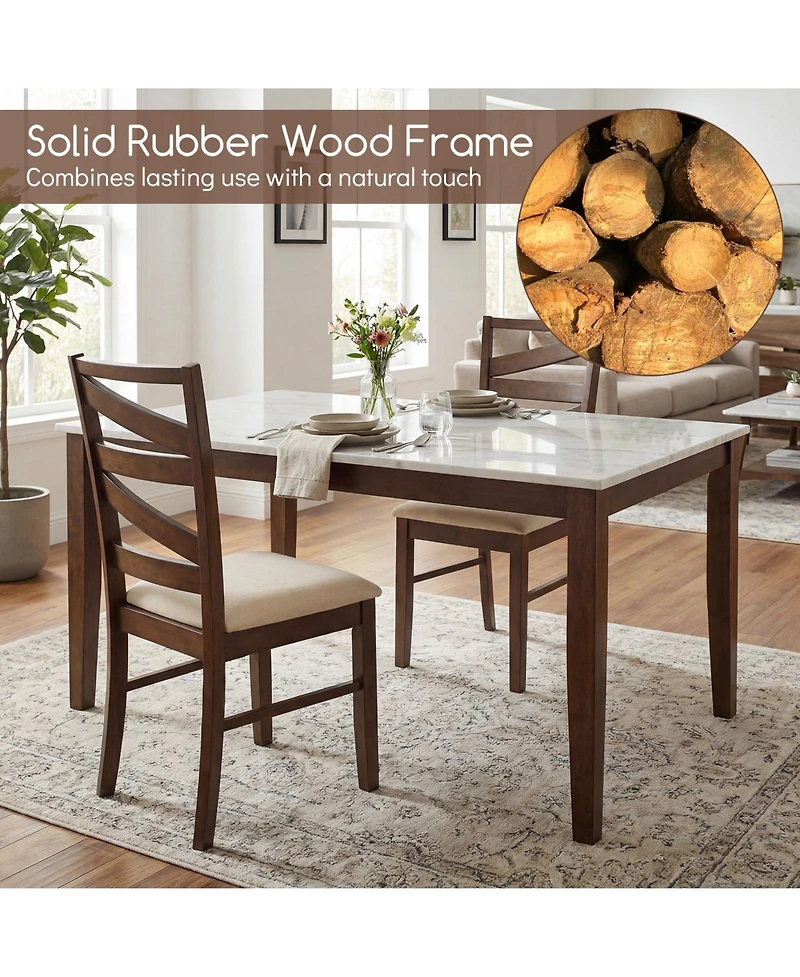 Gymax Dining Chairs Set of 4 with Tall Backrests Linen Fabric Upholstered Seats