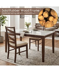 Gymax Dining Chairs Set of 4 with Tall Backrests Linen Fabric Upholstered Seats