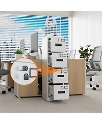 Boyel Living 4 Drawer Metal File Cabinet with Lock, Vertical Filing Cabinet for Letter/Legal/A4/F4, Home Office Storage with Name Card Holder