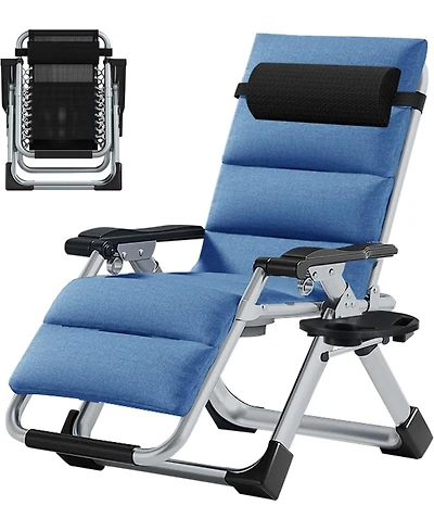 Mooncool Zero Gravity Chair Reclining Lounge with Removable Cushion and Tray for Indoor Outdoor