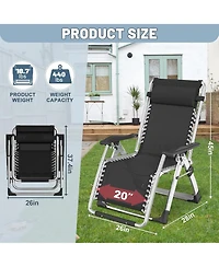 Mooncool Zero Gravity Chair Reclining Lounge with Removable Cushion and Tray for Indoor Outdoor