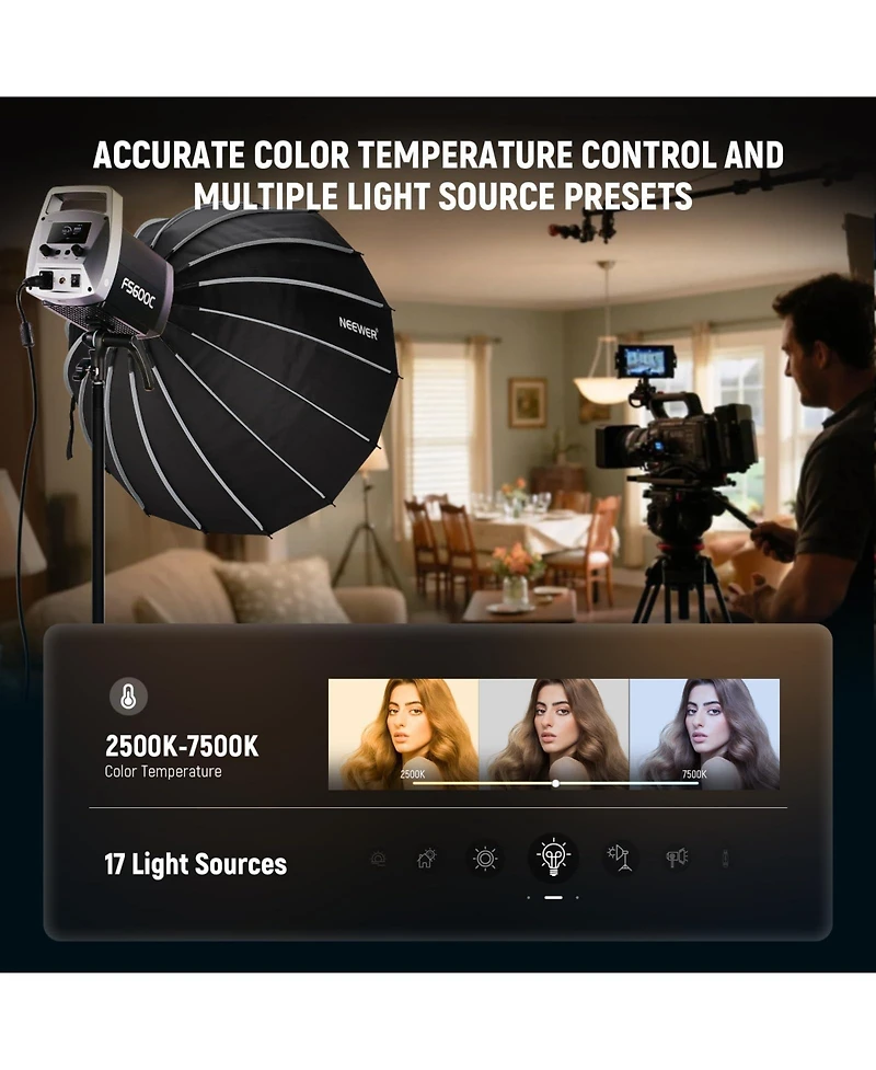 Neewer TLCI97 Led Video Light with 600W, 7500K, CRI95