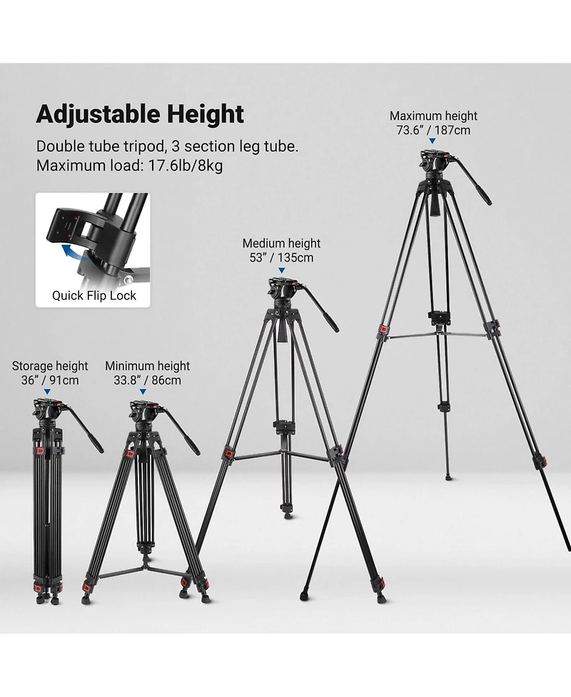 Neewer TP74 Camera Tripod with 17.6lb, 8kg