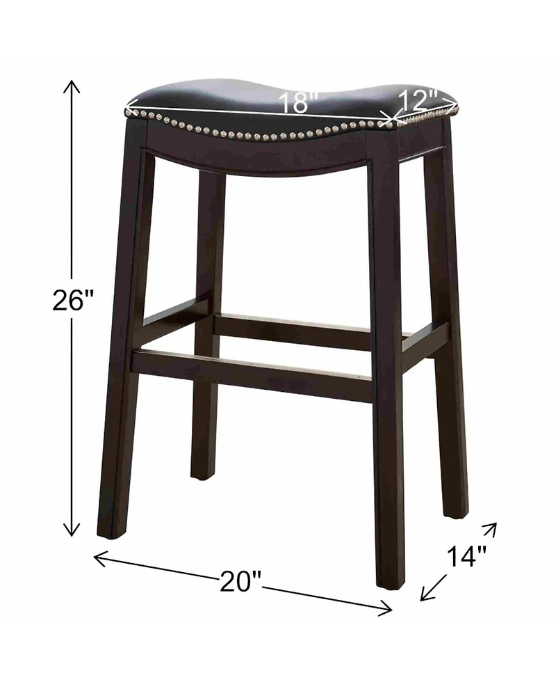Clihome 26 Inch Counter Height Bar Stool Solid Wood Frame with Pu Leather Seat