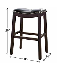 Clihome 26 Inch Counter Height Bar Stool Solid Wood Frame with Pu Leather Seat