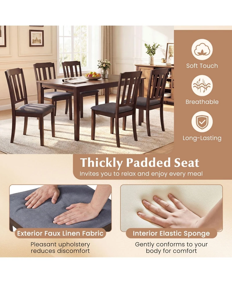 Slickblue Rubber Wood Dining Chairs Set of 2 with Ergonomic Backrest