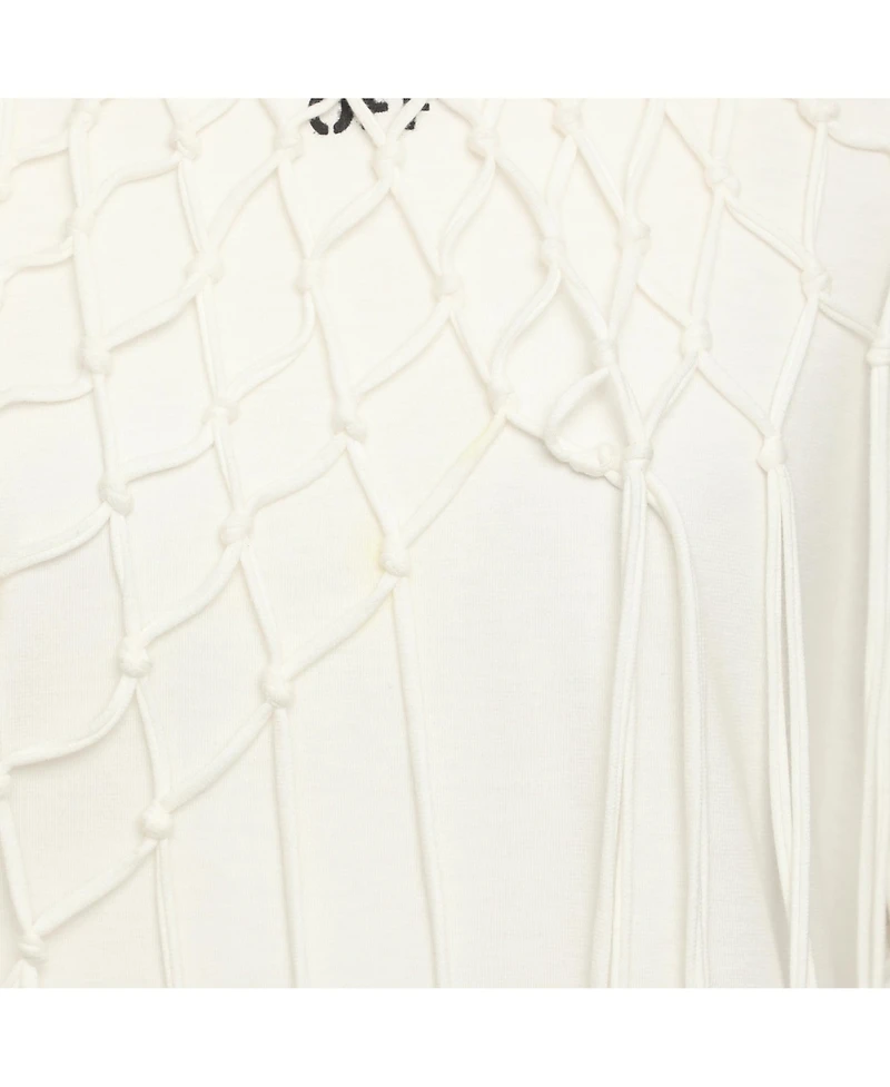 Pre-Owned Off-White Women's Macrame Fringe Detail T-Shirt