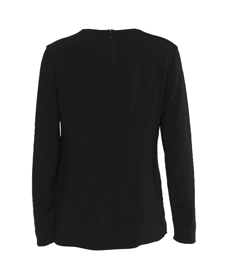 Pre-Owned Stella Mccartney Women's Embroidered Patch Crepe Long Sleeve Top