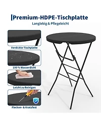 gaomon 2 pieces 32" Outdoor Hdpe Round Folding Cocktail Table, Bar Table for Patio Backyard Indoor and Events