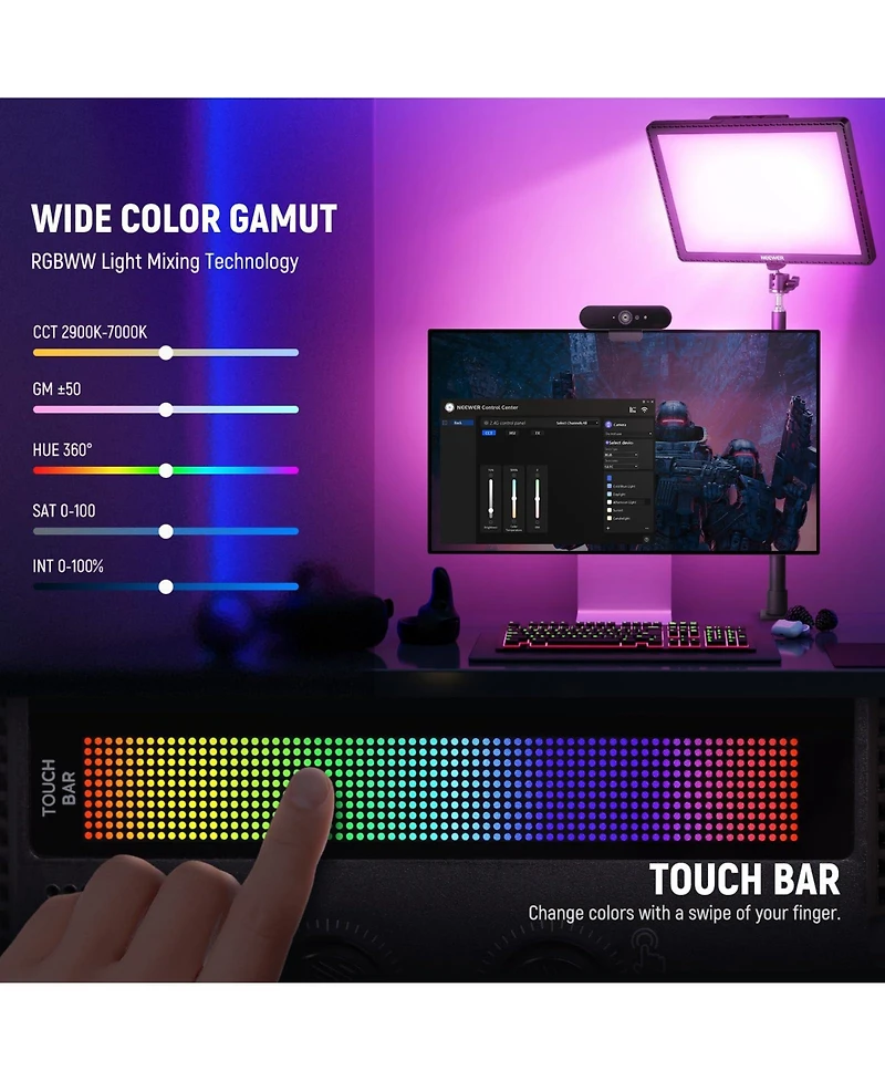 Neewer GL1C Camera and Photo Accessory with 48W, 2900K-7000K, Rgb