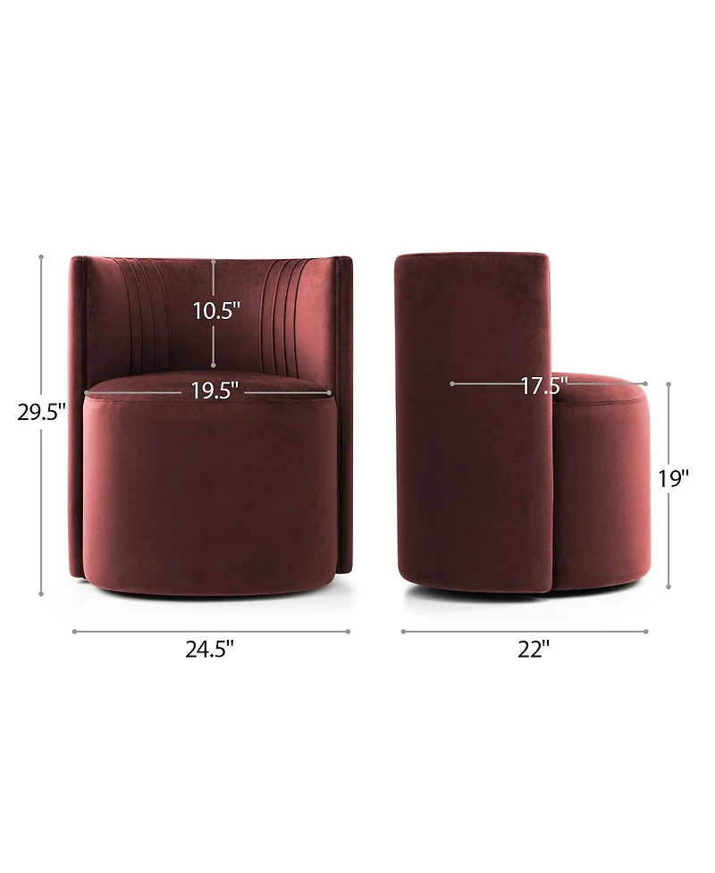 Maison Boucle Vanity Chair for Makeup Table, Velvet Barrel with Hidden Casters, Upholstered Tub Accent Curved Back, Space-Saving