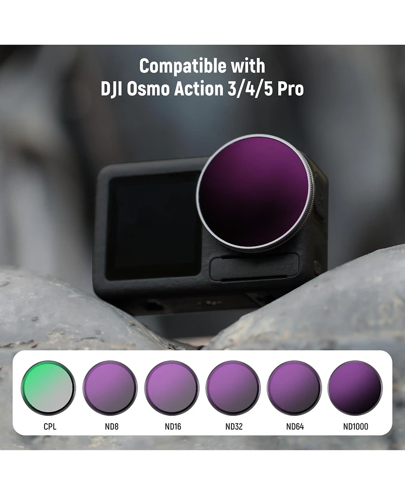 Neewer ND8 Camera Lens Accessory with ND8, ND16, ND32 for select Dji Osmo Action models
