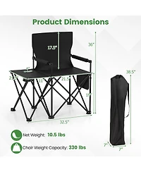 Gymax 2 Piece Oversized Camping Chair with Side Table Storage Pockets Cup Holder for Trip