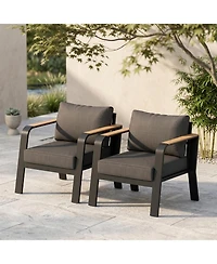 gaomon Outdoor 2 Pieces Single Cushioned Sofa Armchair, Outdoor Furniture for Garden, Balcony, Deck, Backyard
