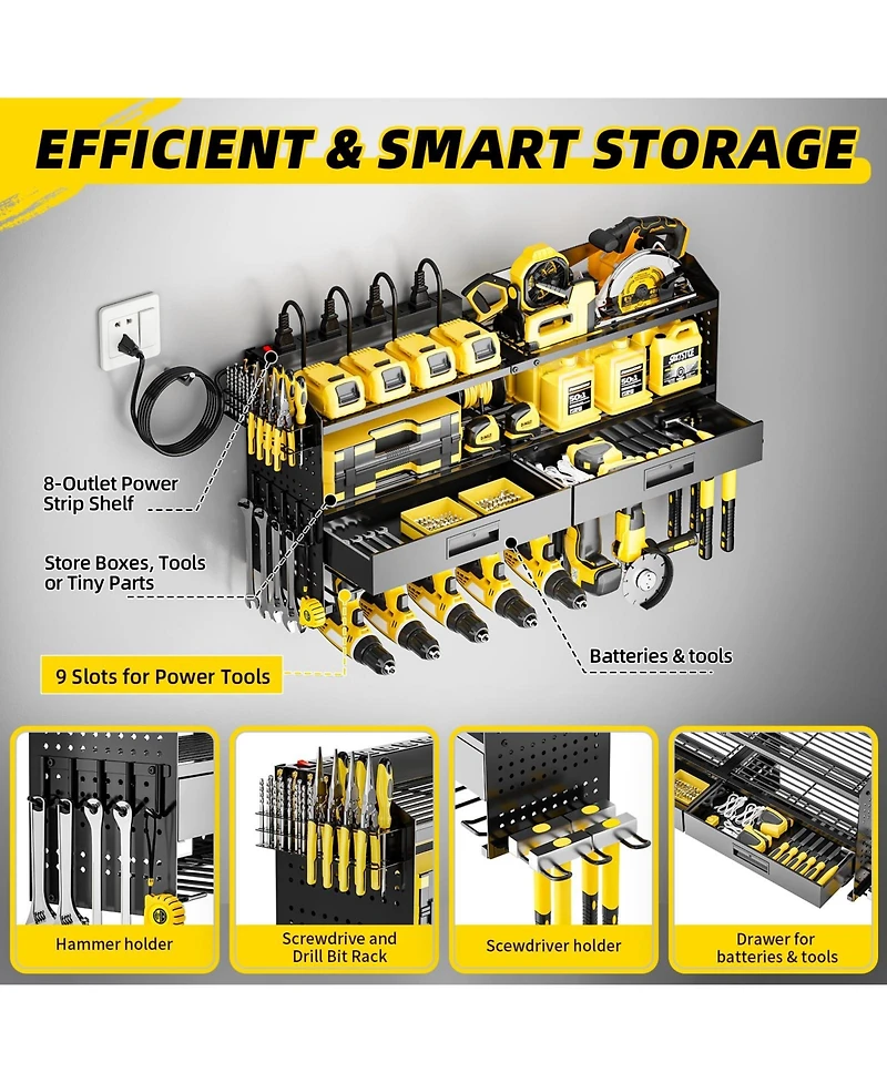 Xdovet Power Tool Organizer Wall Mount 4 Layer Drill Holder