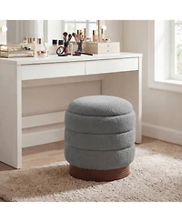 Slickblue Living Room Round Storage Ottoman with Wood Frame and Hidden