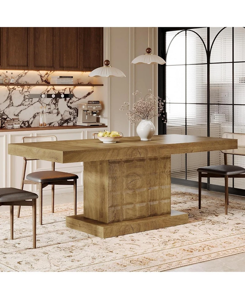 Tribesigns 63 inch Dining Table for 4-6, Farmhouse Wooden Rectangular Dinner Table