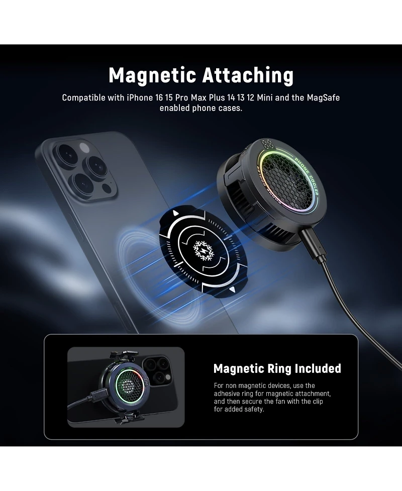 Neewer PA069 Magnetic Phone Cooler with Rgb for select iPhone and Android mobile devices