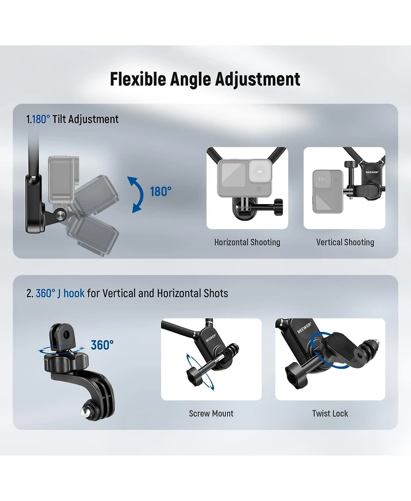 Neewer GP15 Camera Mounting Accessory for select GoPro, Dji and Insta360 action cameras