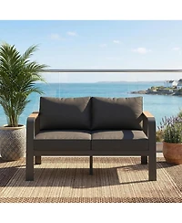 gaomon Outdoor 2-Seat Aluminum Patio Sofa Chair, Outdoor Furniture for Garden, Balcony, Deck, Backyard