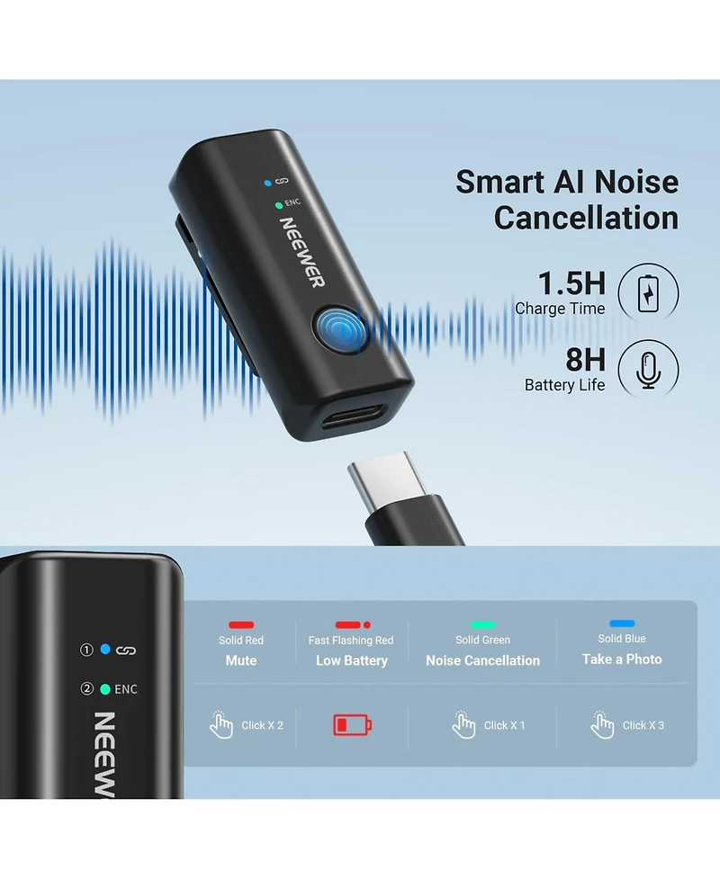Neewer KM23C Microphone with 1x, 4X for select iPhone and Android mobile devices