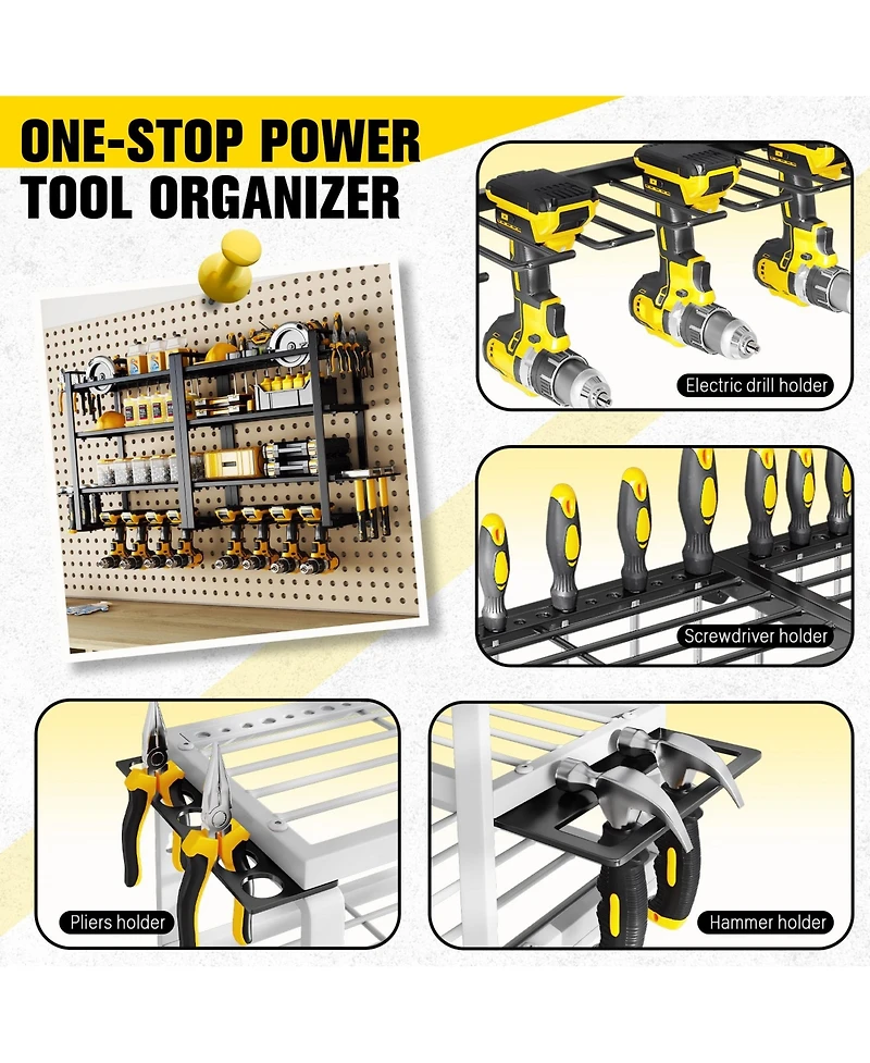 Xdovet Power Tool Organizer Wall Mount Drill Holder Heavy Duty Iron Garage Storage Rack