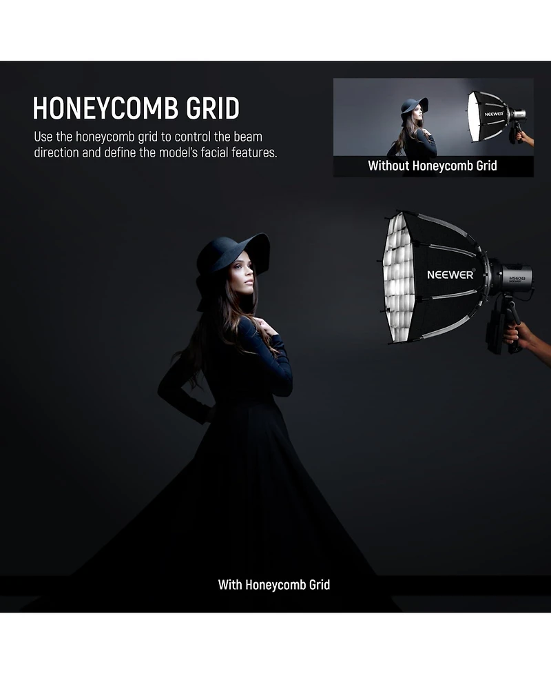 Neewer CB60 Softbox with 45cm, Rgb for Godox Aputure Video Studio Light