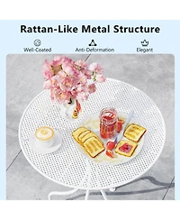 Gymax 3 Piece Patio Set w/ Rattan-like Pattern Metal Patio Folding Bistro Set for 2