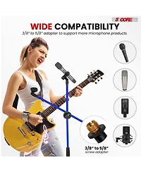 5 Core Mic Stand 2 Pieces Floor Height Adjustable Tripod Microphone Stands With Extending Telescoping Boom Arm