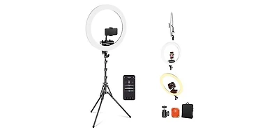 Neewer 18 inch Ring Light with Tripod Stand and Phone Holder, Ultra Thin Video Ringlight 2900K-7000K TLCI98 App Control, Softer Lighting for Lash