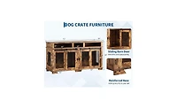 homfan 71 Double Dog Crate Furniture with Divider and 3 Drawers Extra Large Wooden Pet Kennel