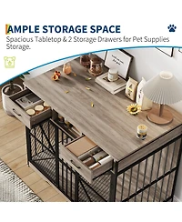 homfan 44 Dog Crate Furniture with Drawers