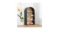 flynama 43 Inch Arched 4-Tier Mdf Bookshelf Home Decorative Storage Display Shelf