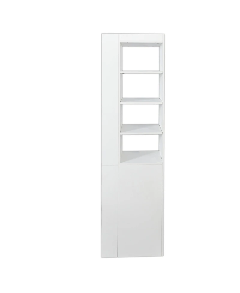 flynama 70.87 Inch High Modern Tall Wooden Storage Cabinet 4-Tier Shelves and Side Drawers Home Bookcase