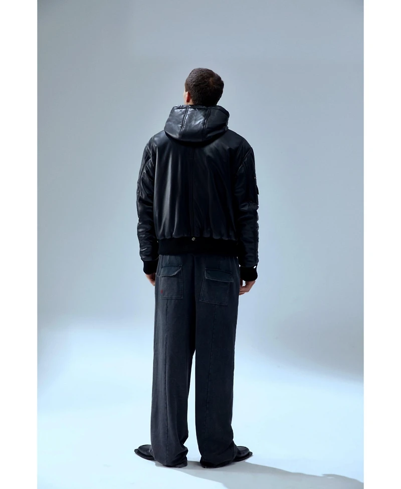 Pcfg Men's Genuine Leather Bomber Jacket