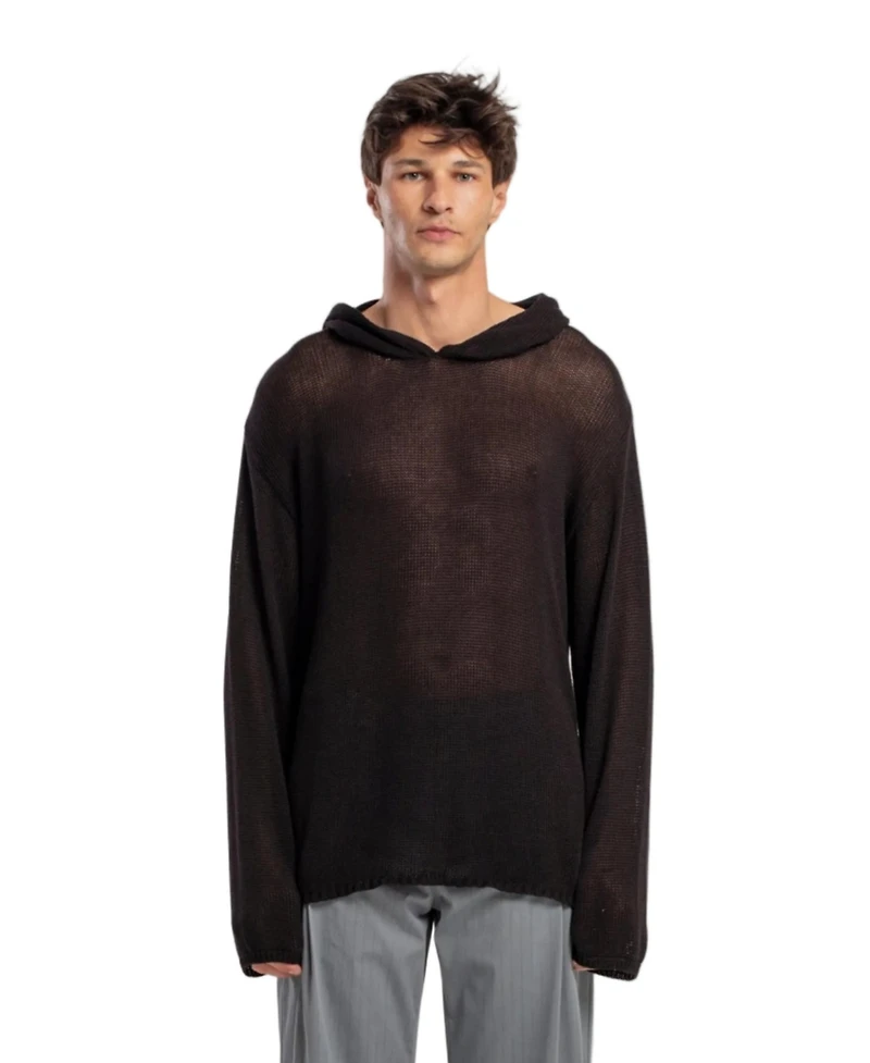 Pcfg Men's Cotton-Blend Knit Hoodie with Woven Patch