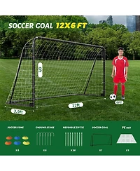 Aboron Heavy-Duty Metal Soccer Goal for Backyard and Training - Professional Steel Frame with Net Cones