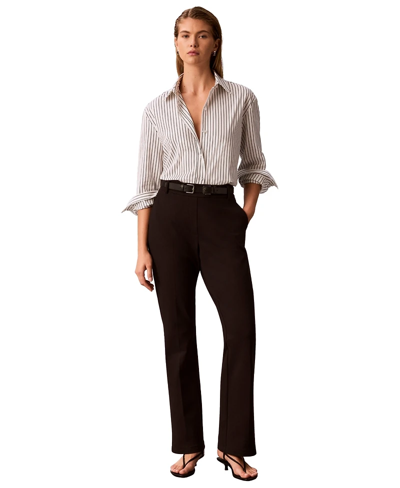 Calvin Klein Women's Striped Collared Neck Shirt
