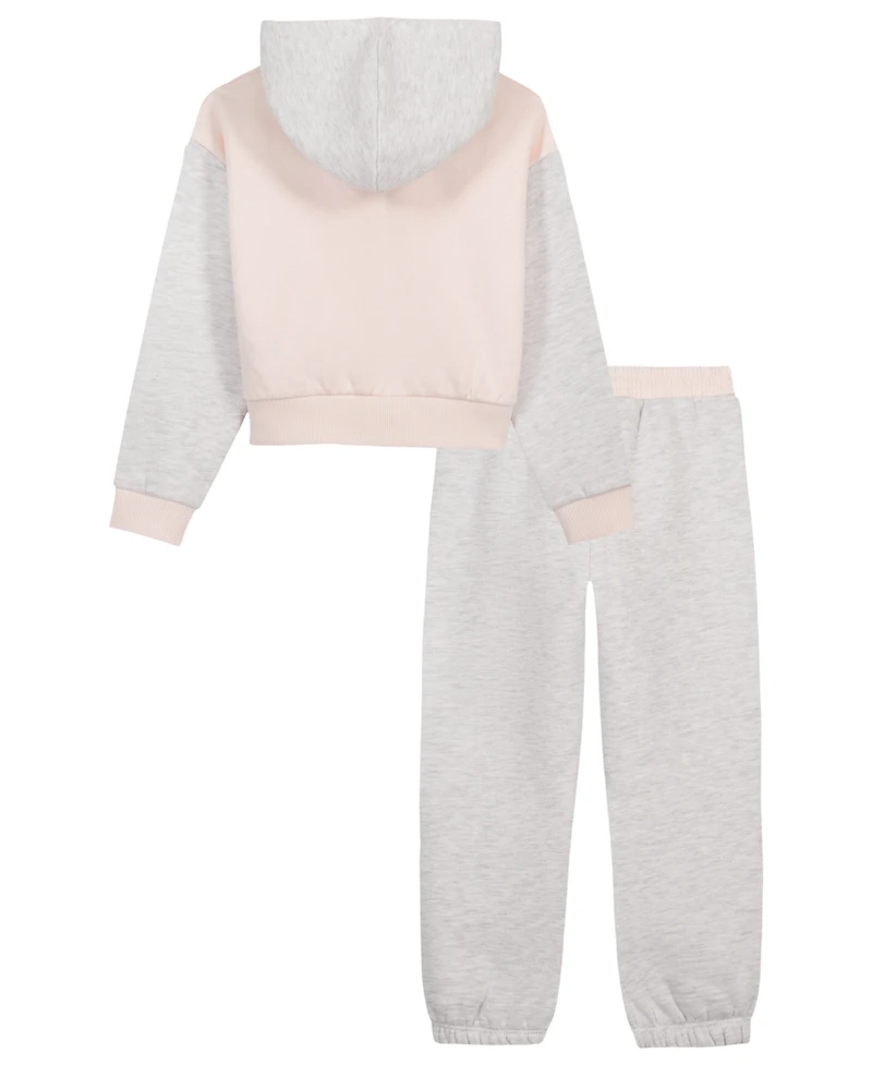 Calvin Klein Girls' 2T-6X Color-block Hoodie and Joggers, 2-Piece Set