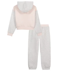 Calvin Klein Girls' 2T-6X Color-block Hoodie and Joggers, 2-Piece Set