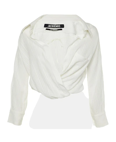 Pre-Owned Jacquemus Women's La Riviera Textured Viscose Wrap Blouse