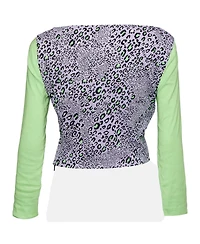 Pre-Owned Versace Women's Leopard Print Colorblock Knit Crop Top