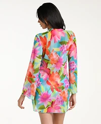 La Blanca Women's Sunset Botanica Tie-Front Swim Cover-Up Kimono Dress
