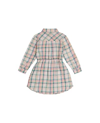 Deux par Deux Toddler Girls Shirt Dress with Belt Plaid Pattern