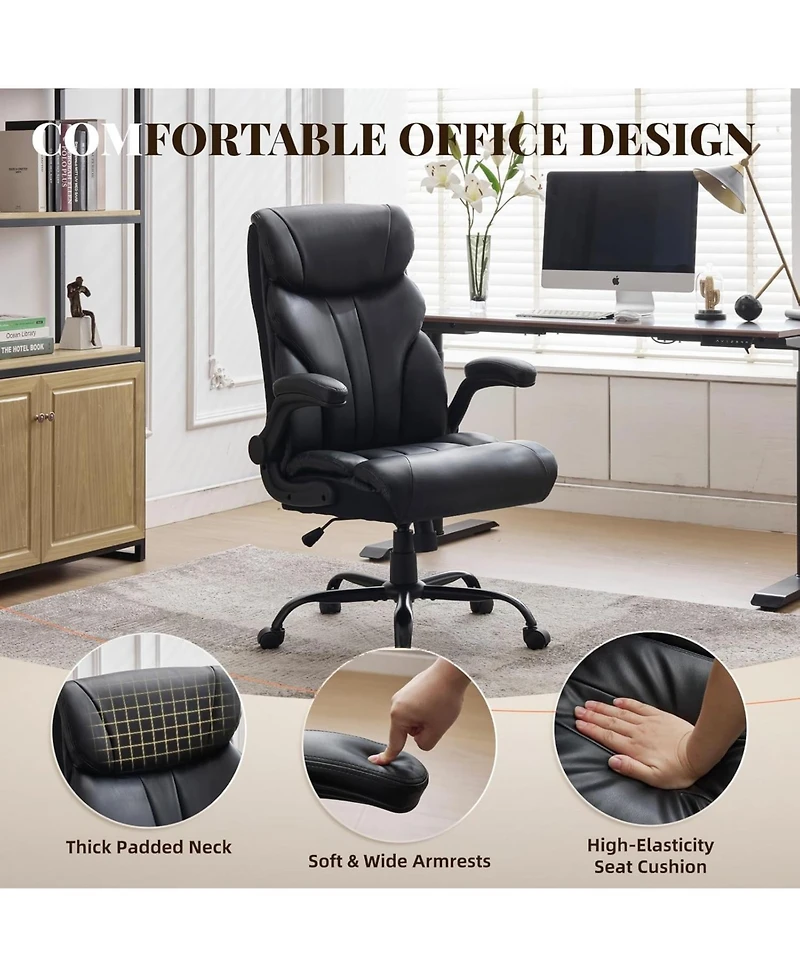 gaomon Big and Tall Office Chair Ergonomic Gaming Chair, Leather Computer Chair with Adjustable Height and 360 Degree Swivel